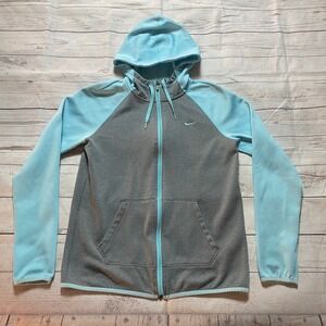 Nike Therma-Fit Full Zip Hoodie Sweater Athletic Gray Blue Women's Size Small